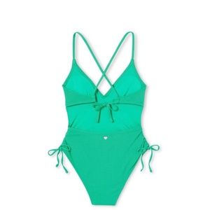 Stoney Clover Lane Women’s deep V-neck textured one-piece swimsuit